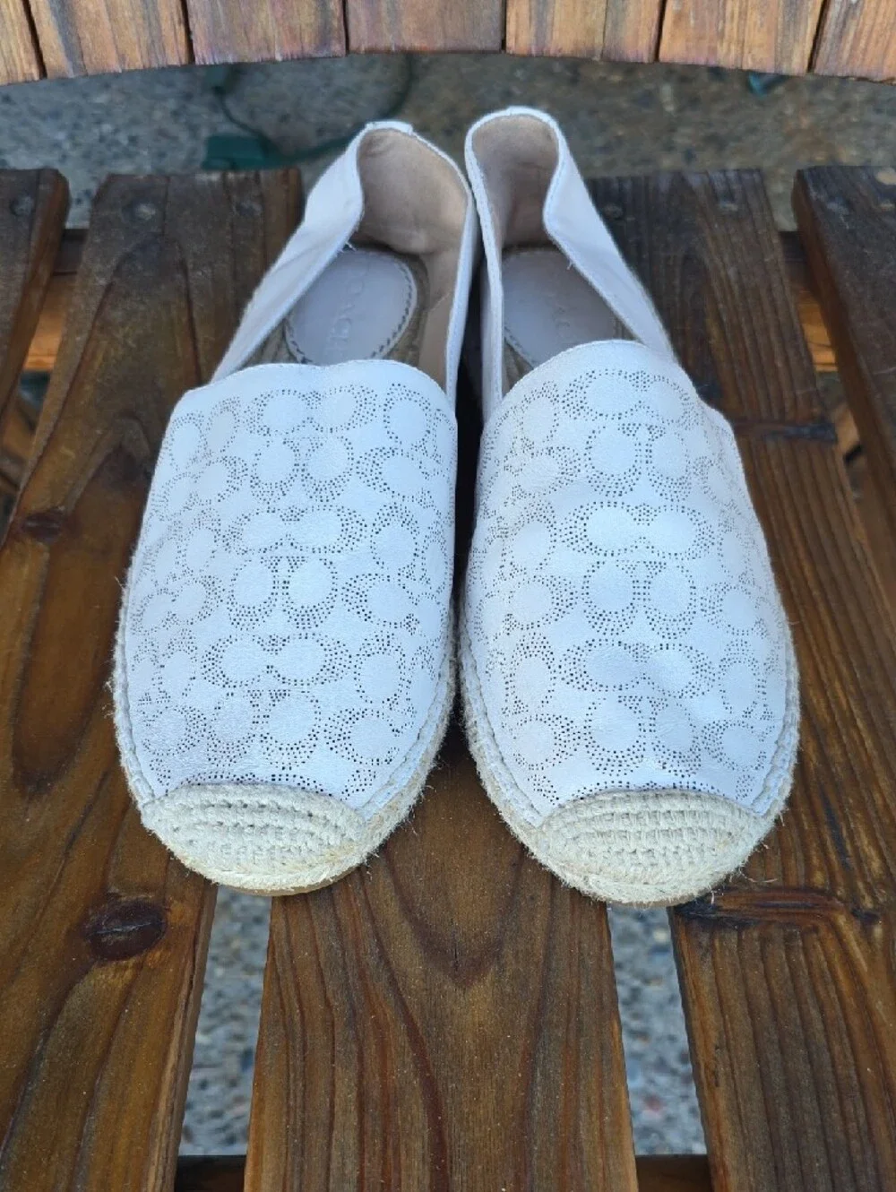 Coach Cream Logo Espadrille Slip-On Flats Size 9